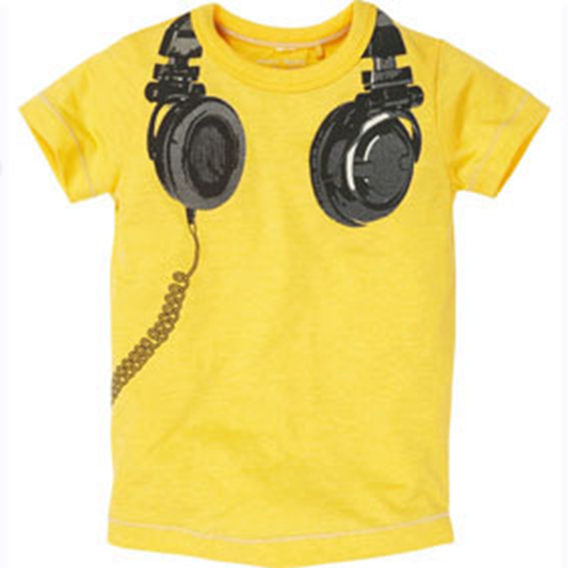 Top Kids Kleding Korte Mouw Tops T-shirt Tees Hoofdtelefoon Print T Shirt Meisjes Tops Jongens T-shirts Kids Shirt kinderen kleding