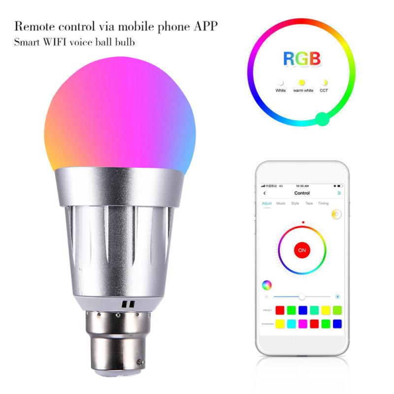 RGBW Smart WIFI Led Light Bulb 7W E27 B22 E14 Smart Home Bluetooth Lamp Color Compatible With Alexa Google Home: B22