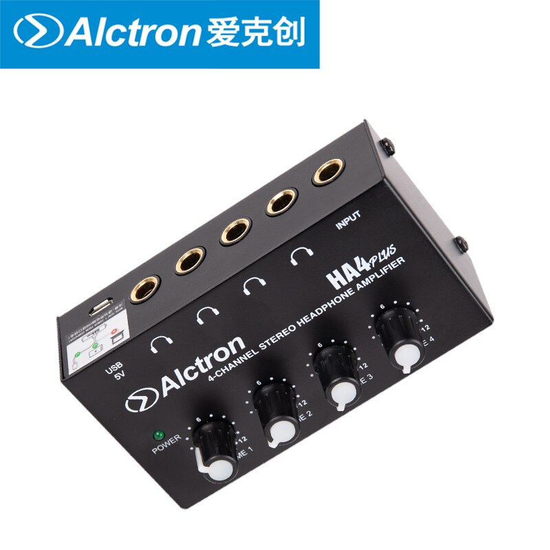 最新 ALCTRON HA4plus 4 チャンネルステレオミニヘッドフォンアンプ USB インタフェース駆動レコーディングスタジオヘッドフォンスプリッタ