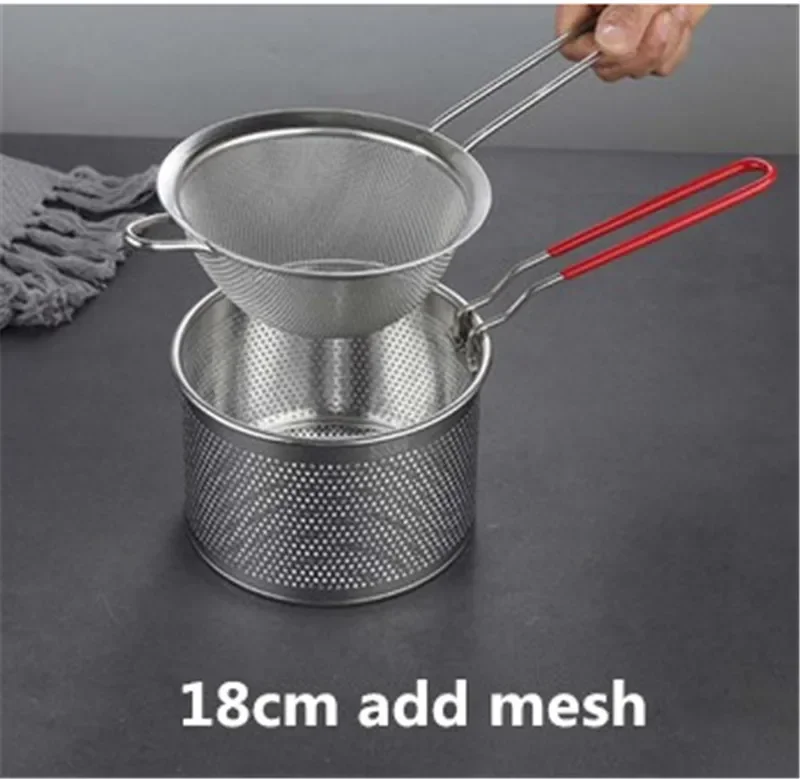 304 Rvs Koekenpan Gebakken Mand Koekenpan Filter Voedsel Vergiet Olielek Cacao Zeef Mesh Noodle Dumplings Zeef: MULTI