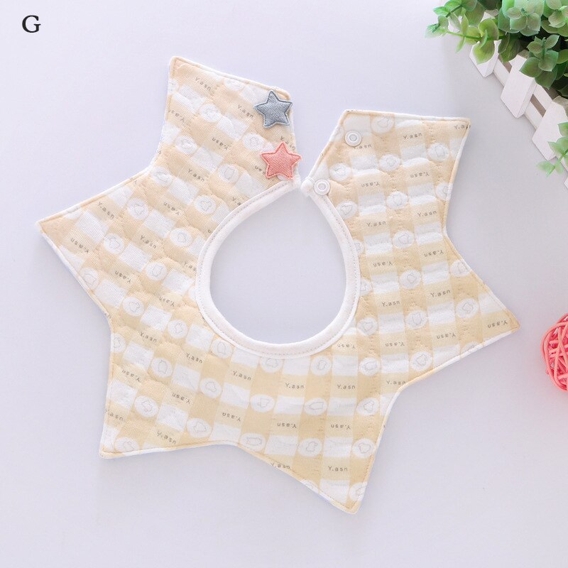 3 Lagen Baby Katoen Bib Ster Baby Waterdicht Bandana Ronde Jongens Meisjes Voeden Speeksel Handdoeken Zachte Comfortabele: G