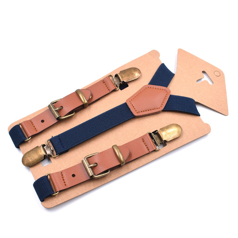 2Cm Breedte Jongens Meisjes Bretels Set Voor Baby Kids Broek Bretels 3 Clips Voor Kinderen Wedding Party: Marineblauw