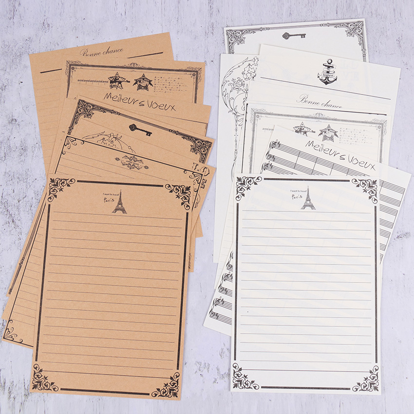 8PCS Kraft Letter Paper Vintage Letterhead Letter Writing Paper Letter Pad Drawing Sketch Pad Stationery
