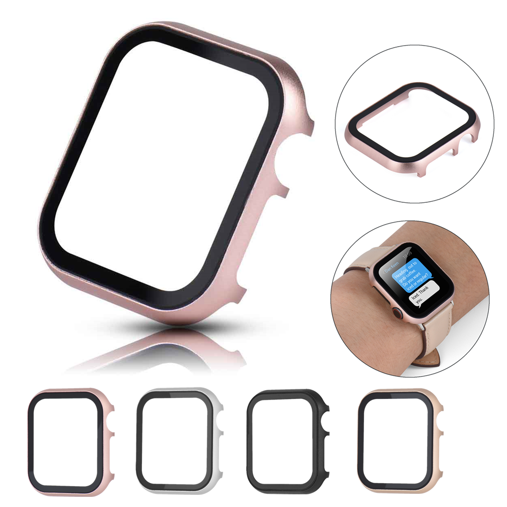Metal Case + Tempered Film glass for Apple Watch Case 45mm 44mm 41mm 42mm 38mm 40mm Cover IWatch 8 7 6 5 4 3 SE Protective Case