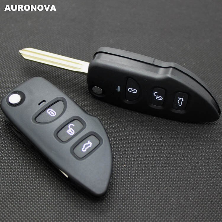 Auriova-carcasa de llave plegable para Kia Carens, funda para mando a distancia del coche, 3 botones, nueva actualización