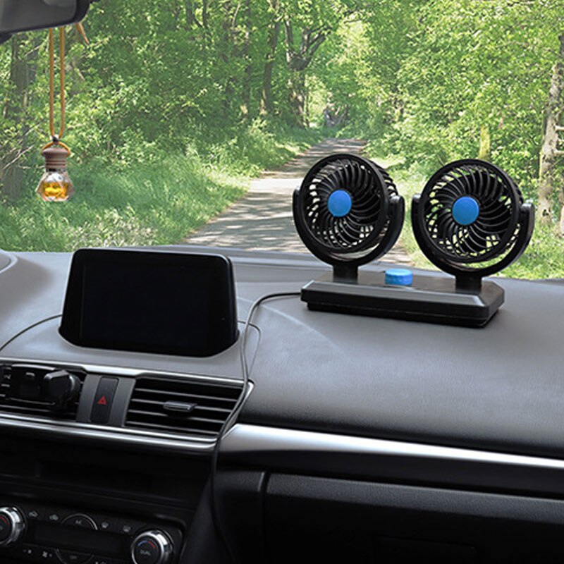 Ventilador eléctrico de doble cabeza para coche, dispositivo de ventilación de 12V, 360 giratorio, para SUV, RV, barco, coche, carrito de Golf, NJ88