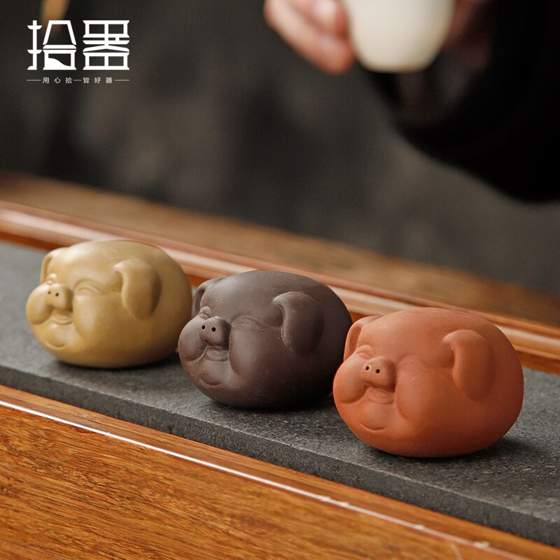 Plateau à thé en forme de cochon, sable violet, décoration de table pour animaux de compagnie, boutique, peut soulever le thé aux couleurs changeantes, jouer à l'art du thé, accessoires