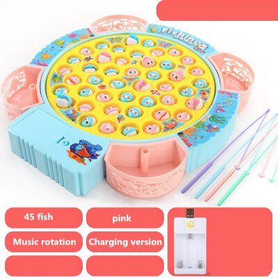 Kids Fishing Toys Electric Rotating Fishing Play Game Musical Fish Plate Set Magnetic Outdoor Sports Toys for Children: 11