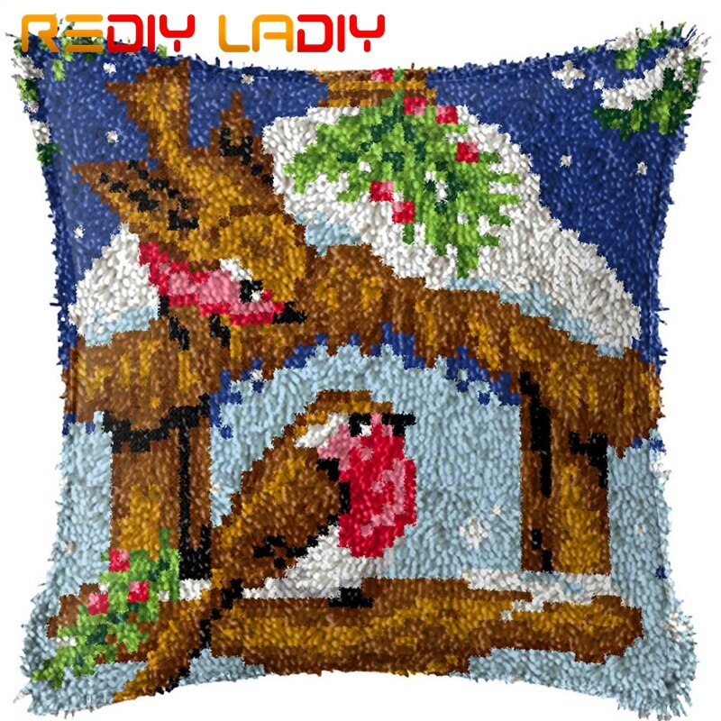 Latch Hook Cushion Dolphin at Sunset Pillow Case Acrylic Yarn Pillow Printed Color Canvas Crochet Cushion Cover Hobby &amp; Crafts: BZ935