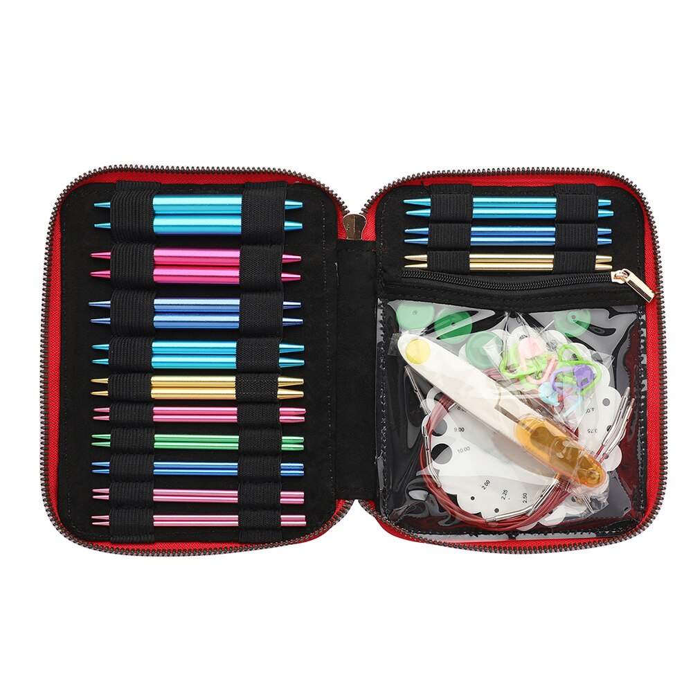 13pair Crochet Needles with Accessories Circular Sweater Needle Kit Sewing Beginners Interchangeable Aluminum Knitting