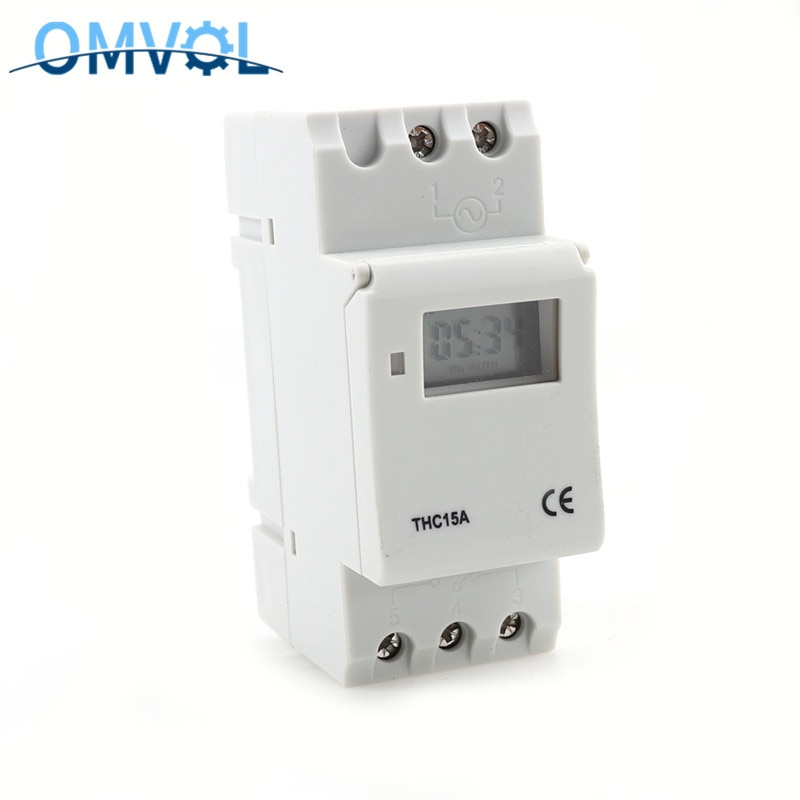 1PC CE Din Rail Digital 16 Sets Programmable Timer Switch AC 220V / 110V ,DC 12V 16A 25A Switch Relay Control Din Rail