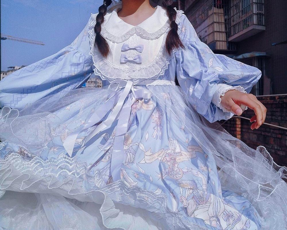 Gótico lolita vestido harajuku rua moda cruz cosplay vestido feminino japonês macio irmã estilo estrela tule vestido bonito girl2020