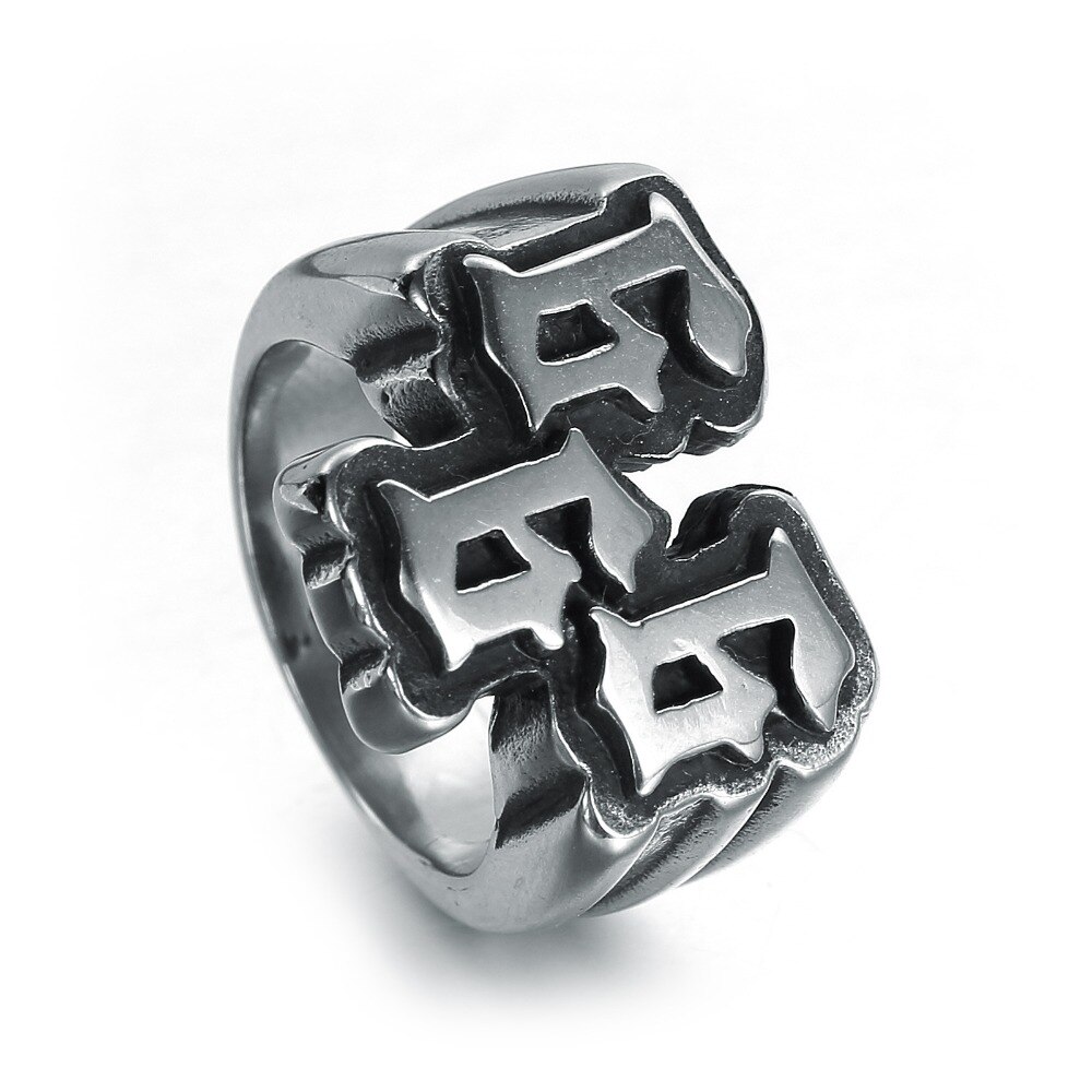 Bague punk en acier inoxydable pour hommes européens et américains, 666, bague en acier au titane, bijoux