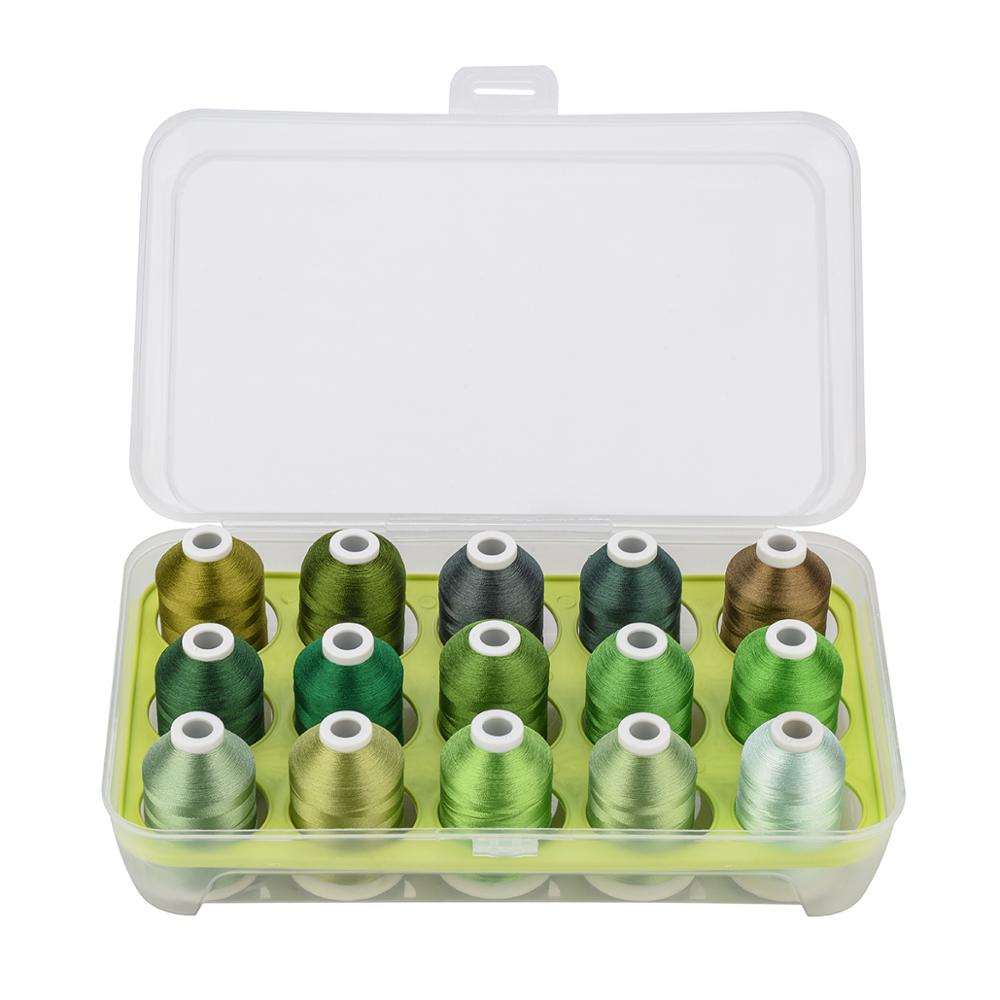 Simthread-kit de costura para máquina de bordar, 6 opções, 15 peças de linha de poliéster, costura