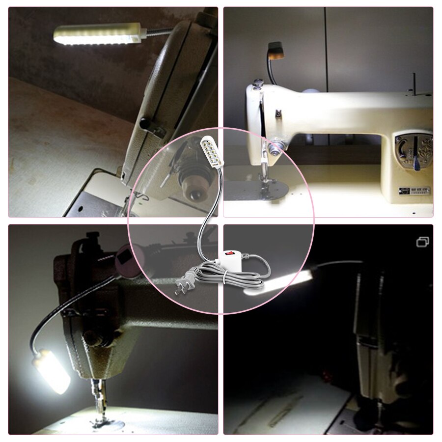 1-3W Industrial Sewing Machine LED Light 10 19 30 LEDs Magnetic Clothing Machine Mounting Base Lamp US EU Plug Work Light