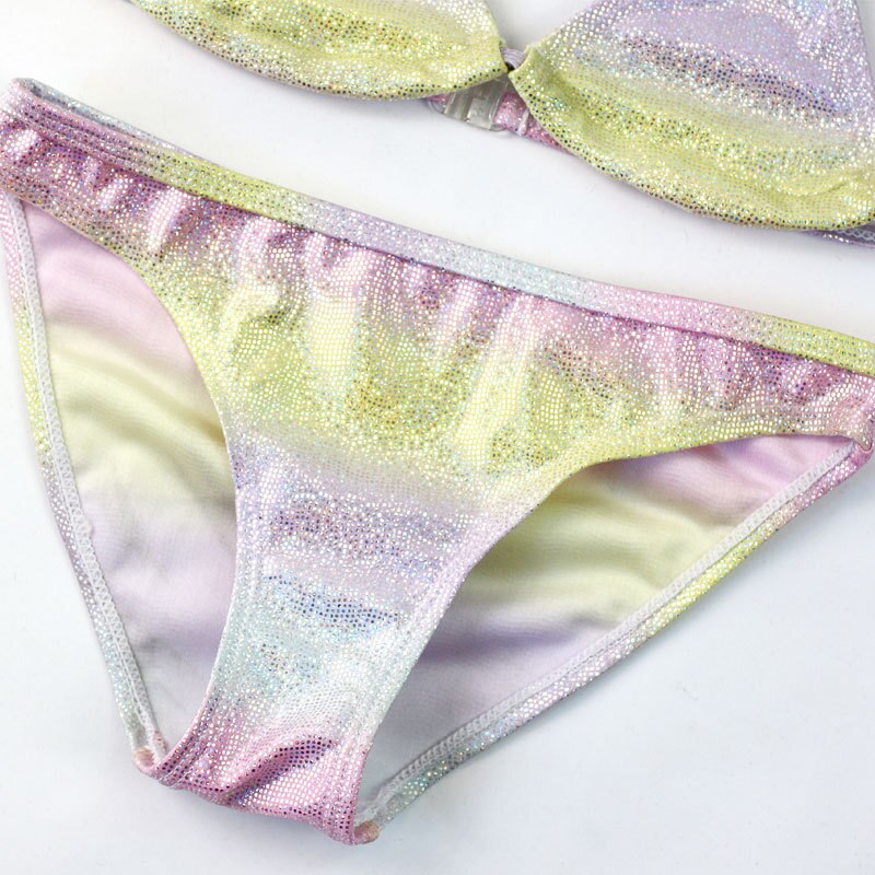 6-16 años traje de baño de las niñas corte sirena dos piezas de los niños baño Bling Bikini chicas niño niña nadar niños traje de baño