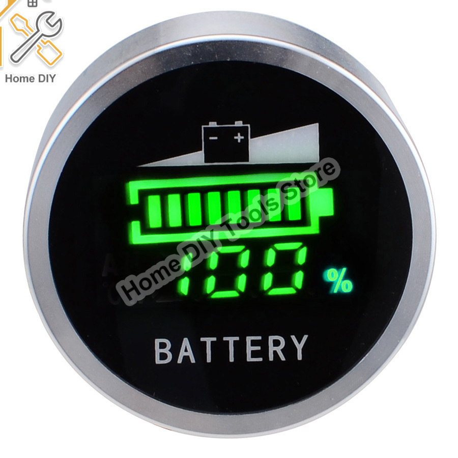 Indicateur de batterie 24V 36V 48V 60V 72V rond LED indicateur de capacité de batterie testeur de tension pour bateau solaire électrique eBike