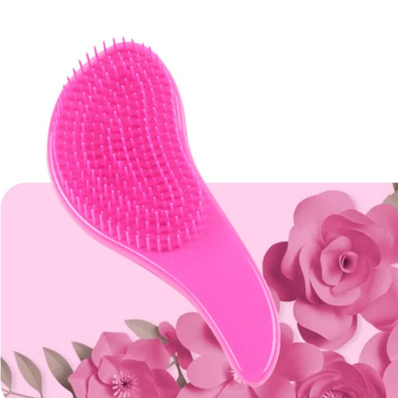 1Pcs Baby Kinderen En Vrouwen Verstrikt Haar Kam Kam Salon Zachte Anti-Statische Borstel Tangled Nat Droog Haren handvat Krul: rose Red