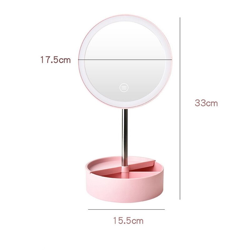 Portable LED Makeup Mirror USB Recharge Makeup Mirror Storage Base Beauty Desktop Make Up Mirror