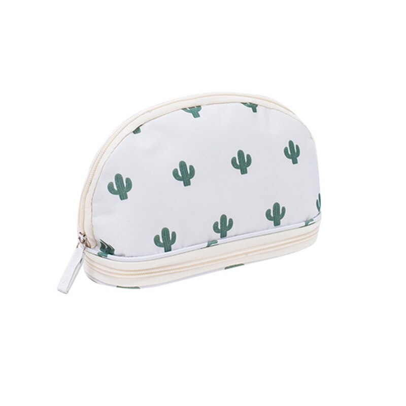 SHUJIN Portable Flamingo Cosmetic Bag Double Layer Travel Makeup Pouch Bags Circular Woman Make Up Bag Brush Organizer: E