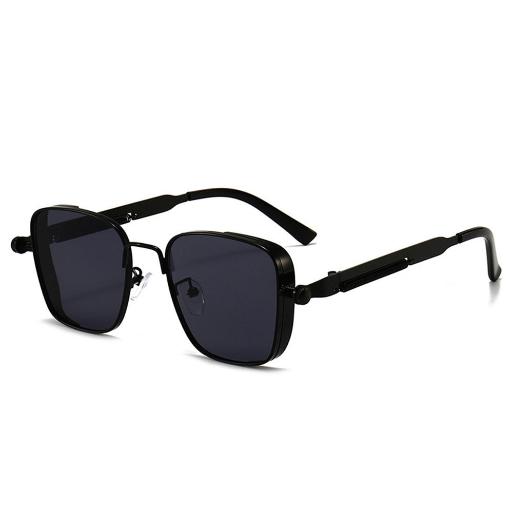 Herren Polarisierte Sonnenbrille aus Aluminium-Magnesium-Legierung, Punk-Sonnenbrille, Doppelbalken, Quadratische Sonnenbrille, UV400 Anglerbrille: Himmel Blau