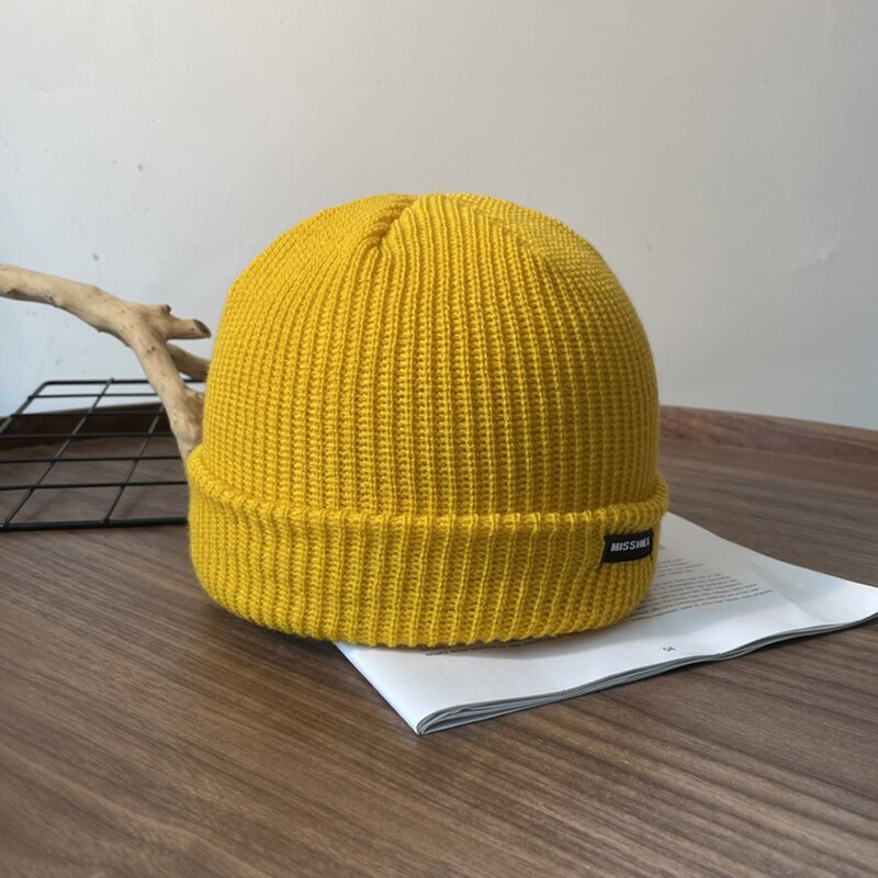 Ull strikket lue for menn og kvinner cap enkel stil hodeplagg ren farge strikking allsidig uformell høst og vinter varm lue