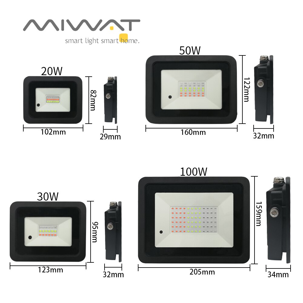 110v/220v rgb ledet flomlys  ip68 utendørs rgb flomlys belysning 20w 30w 50w 100w veggvasker lampe reflektor hage søkelyset