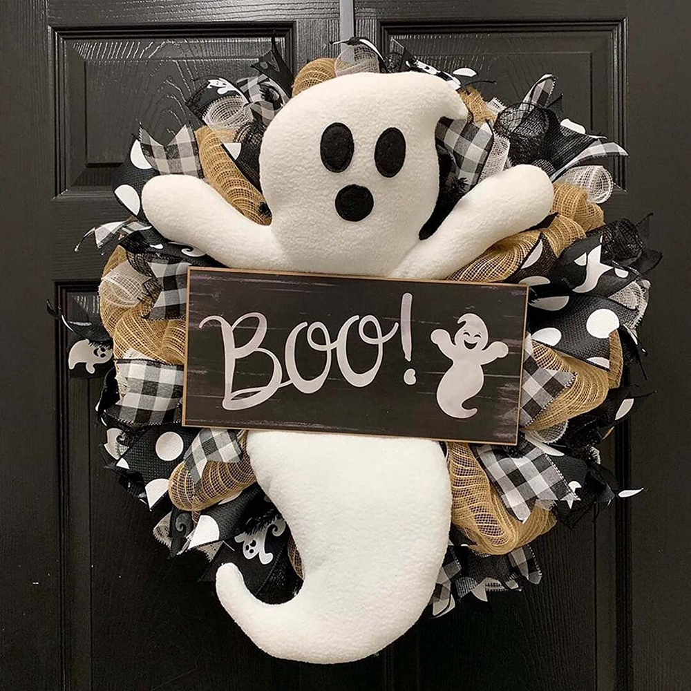 Halloween Wreath Cute Ghost Decorative Door Hangings Festival Garland Halloween Atmosphere Decorations Party Wreaths Decor