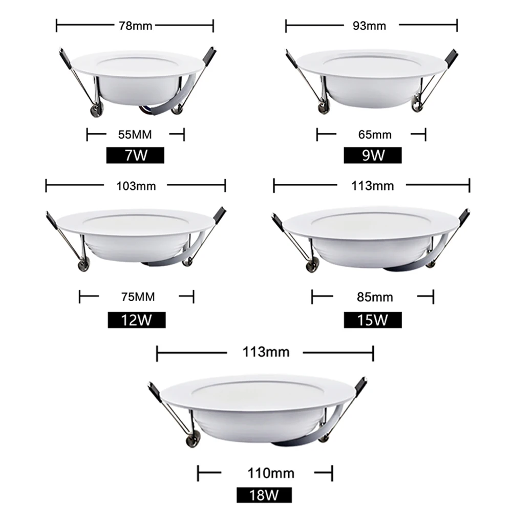 10 stücke Strahler LED Decke Downlight AC 220 V 18 W 15 W 12 W 9 W 7 W einbau Runde Lampe Stelle LED Dowm Licht Versteckte Innen Beleuchtung