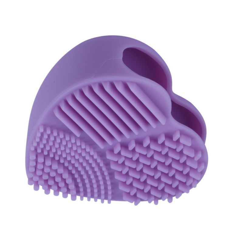 Base de Maquillaje cepillo depurador Junta pincel de maquillaje de silicona almohadilla limpiadora brocha para limpieza de maquillaje Gel alfombrilla de limpieza herramienta de mano: purple