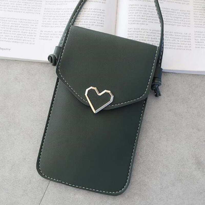 Bandolera de cuero para mujer, Mini bolso para teléfono móvil, bandolera para estudiante, bolso de hombro pequeño: Green  Type 4