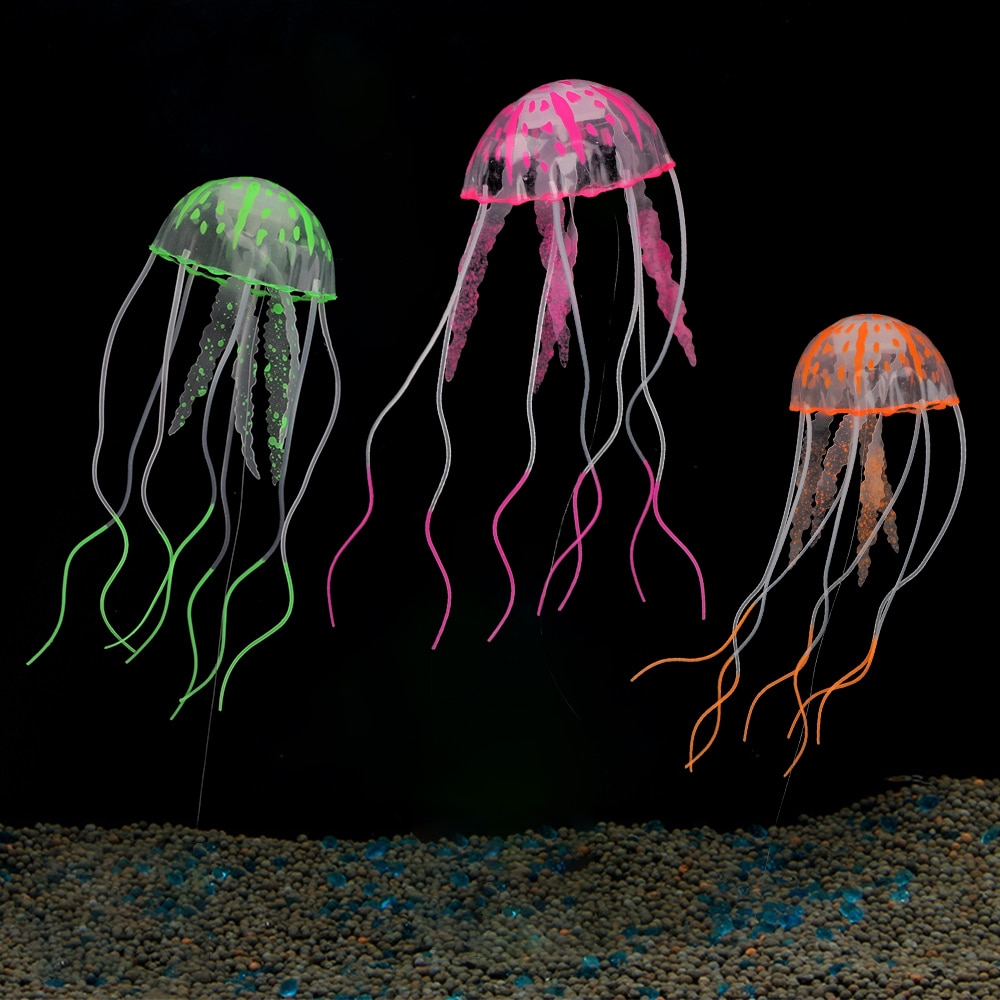 HILIFE 1pc Silikon Simulierte Quallen Aquarium Dekor Ornament Aquarium Dekoration glühend Künstliche lebendig Quallen