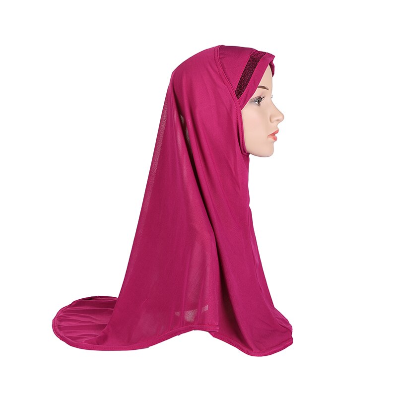 H063a dorosłych lub duże dziewczynki brokat modlić hidżab muzułmańska chusta islamska chustka kapelusz amira ciągnąć na headwrap: magenta
