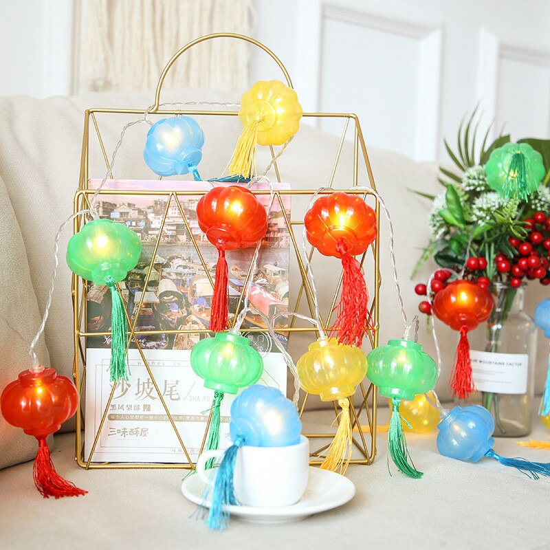 2M 10 LED Lights USB Charging Traditional Chinese Red Lantern Lights Year Decoration String Night Light