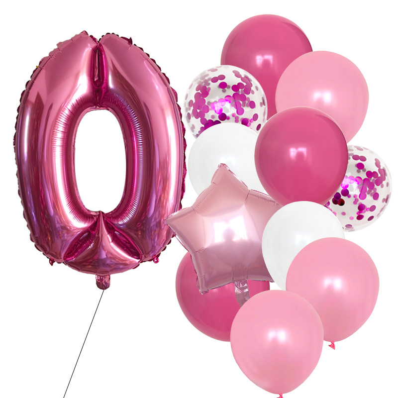 12pcs Girls First Birthday Party Balloons Pink Number Baloon Birthday Decoration Girls 1 2 3 4 5 6 7 8 9 Years Party Supplies: Laser