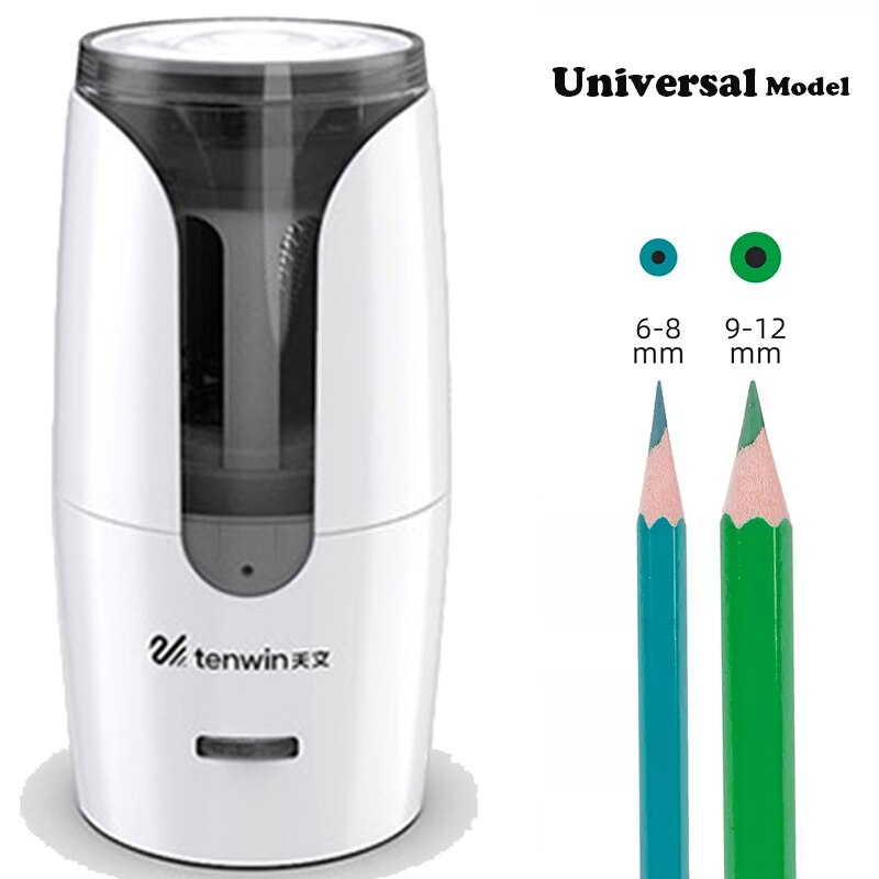 Sacapuntas eléctrico automático grande, papelería de alta resistencia para lápices de colores, USB mecánico para niños y artistas: 8028 white