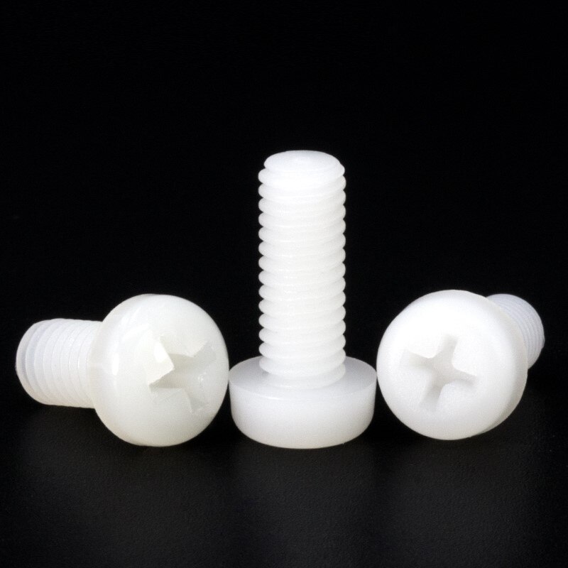 Vis à tête cylindrique Phillips en Nylon blanc, 5mm, M5 x 8 10 12 15 25 30 35 40 50mm, croix en plastique, boulons à tête ronde encastrés