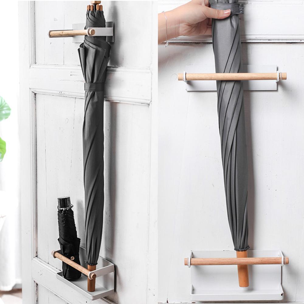 White Portable Wall Mounted Umbrella Stand Rack Magnet Umbrella Storage Holder Shelf for Home Office Umbrella Holder