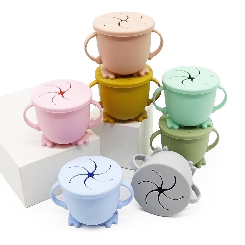 Spill-Proof Baby Kids Peuter Baby Siliconen Snack Cup Met Deksel Snack Kom Container