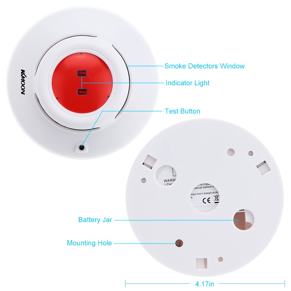 High Sensitive Standalone Photoelectric Smoke Detector MCU Technology Fire Alarm Security System