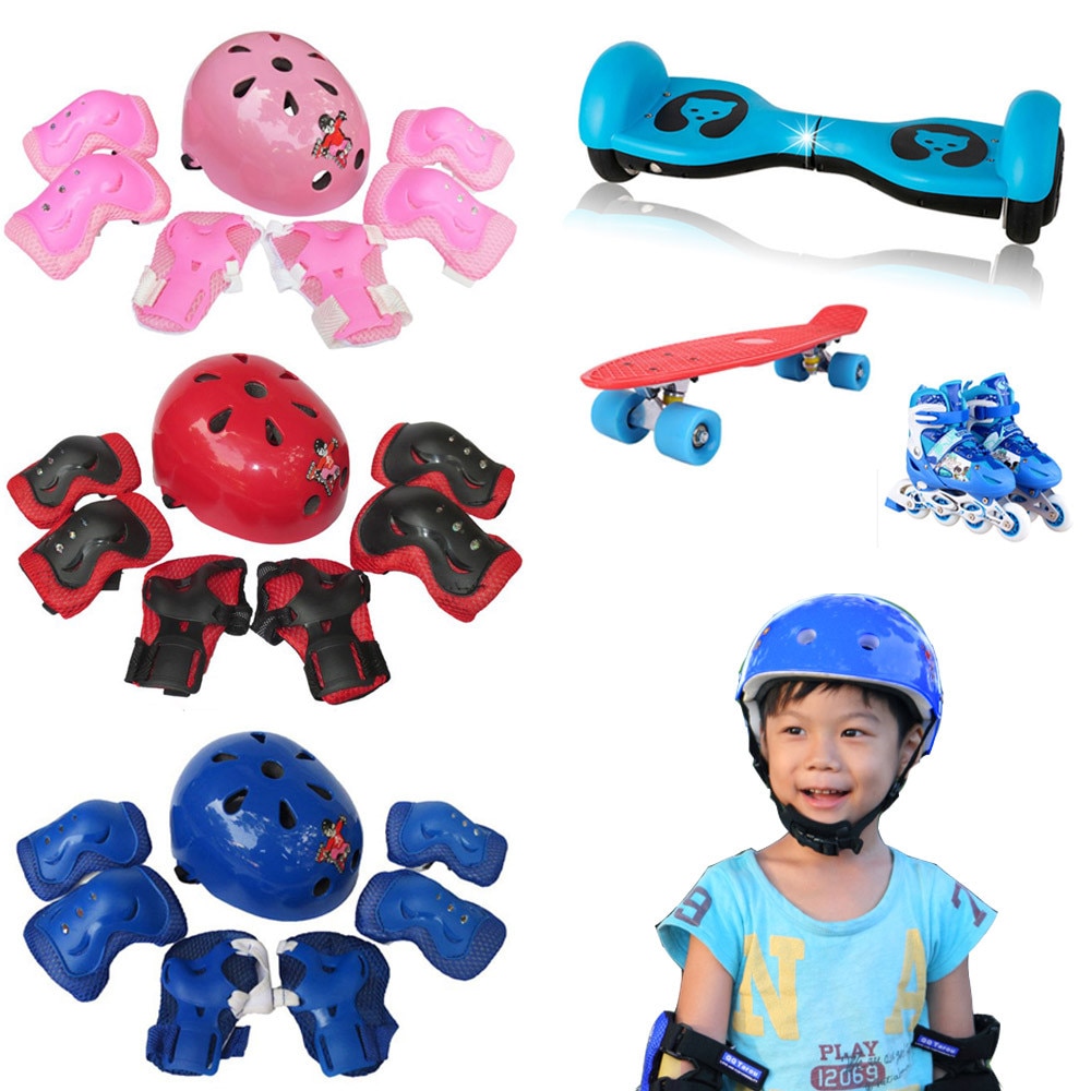 7 pcs Kid Kind Zelf Balanceren Fiets Roller Knie Elleboog Pols Helm Pad Kid Kind Self Balancing Fiets Roller knie Elleboog