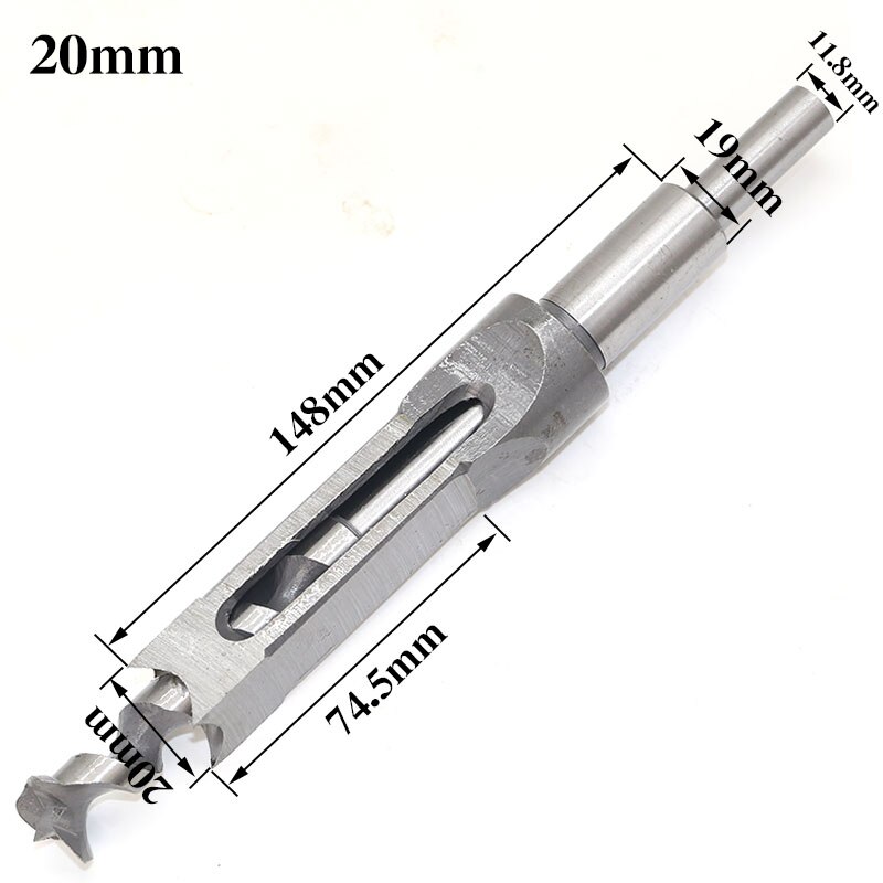 1pc HSS Square Hole Saw Mortise Chisel Wood Drill Bit with Twist Drill: 20mm
