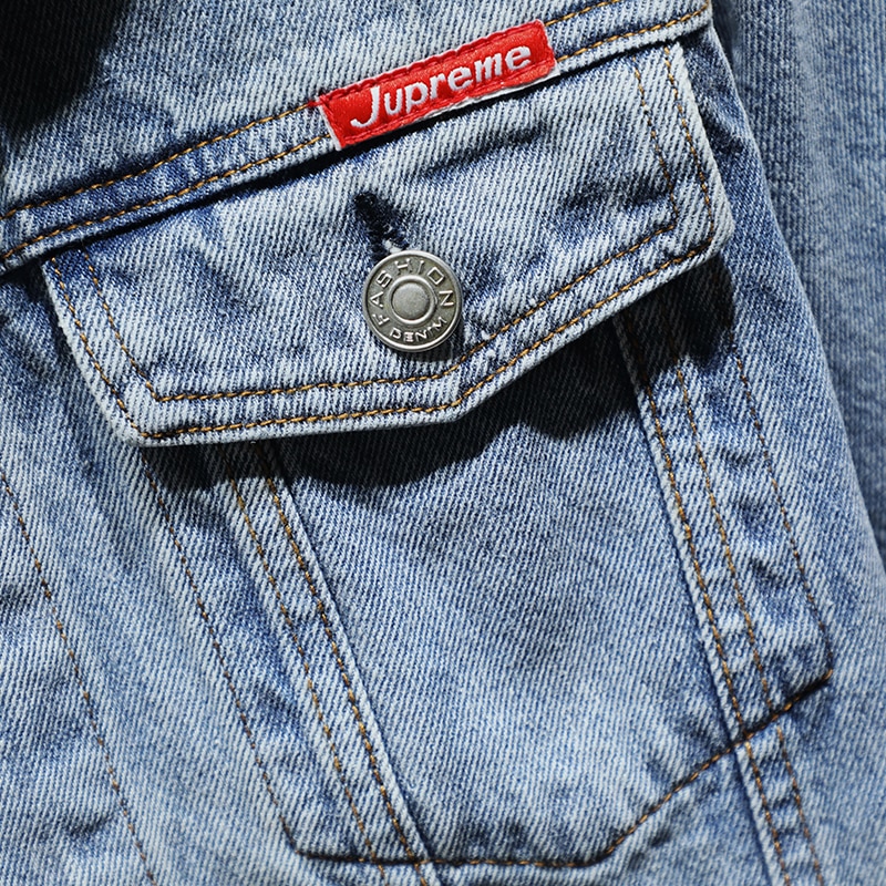 Winter denim jacket men's loose plus size denim tooling jacket