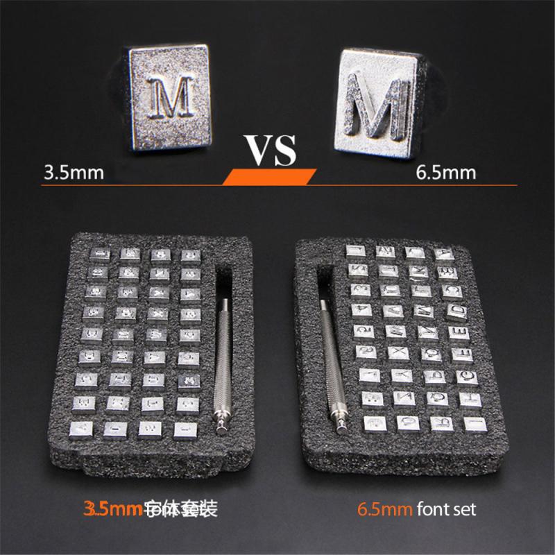 Juego de punzón de estampado de letras y números de Metal para manualidades, herramientas de impresión de cuero, bricolaje, 3,5/6,5 MM, 37 Uds.