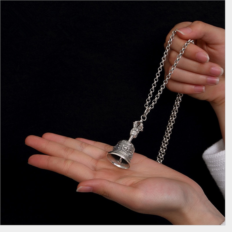 Uglyless Real 925 Sterling Silver Handmade Engrave Bell Pendant without Necklace Unisex Ethnic Vintage Fine Jewelry Vajra Bijoux