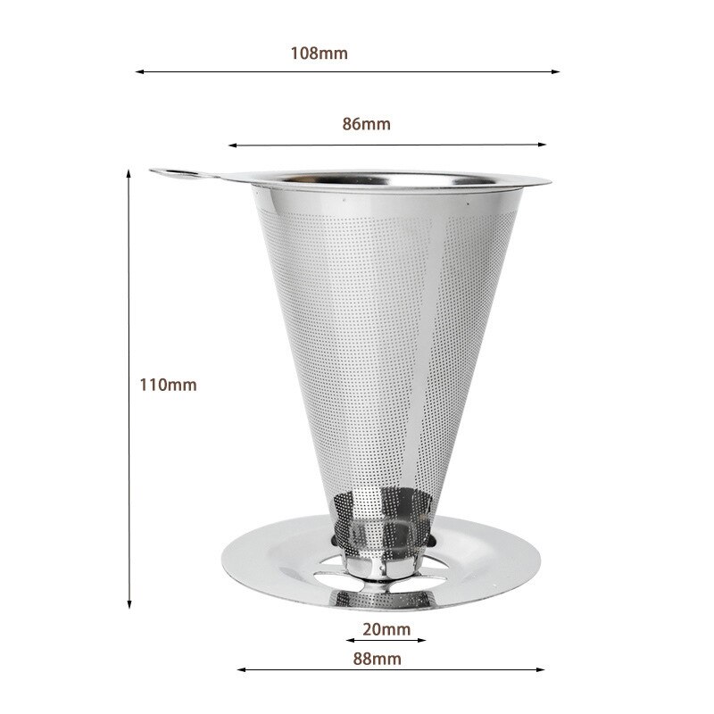 Återanvändbara kaffefilterhållare rostfritt stål brygg dropp kaffefilter tratt metall mesh kaffe te filter korg verktyg