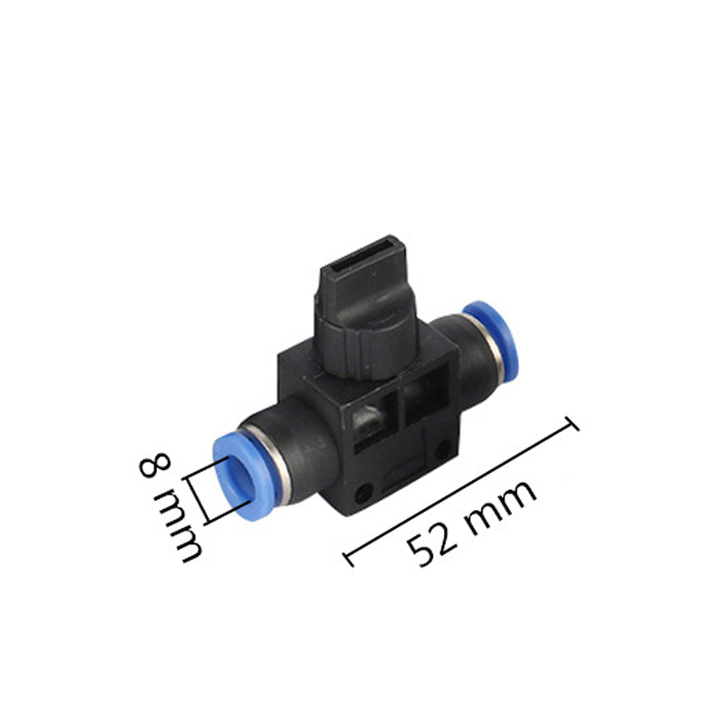 Air Pneumatische Hand Valve 4mm 6mm 8mm 10mm 12mm OD Slang Buis Push In sluit T-joint 2-Way Flow Beperkende Snelheid Controle: 8mm