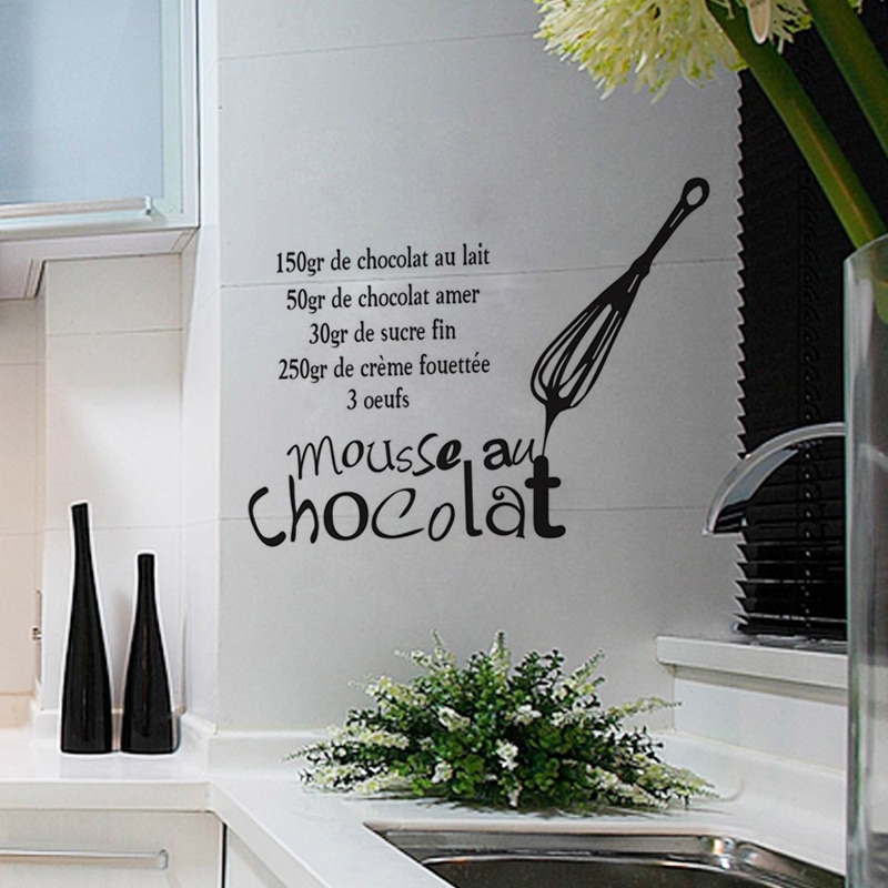 Chocolade Mousse Recept Art Stickers Restaurant Keuken Verwijderbare Vinyl Muurstickers DIY Home Decor Waterdicht Behang JG3127