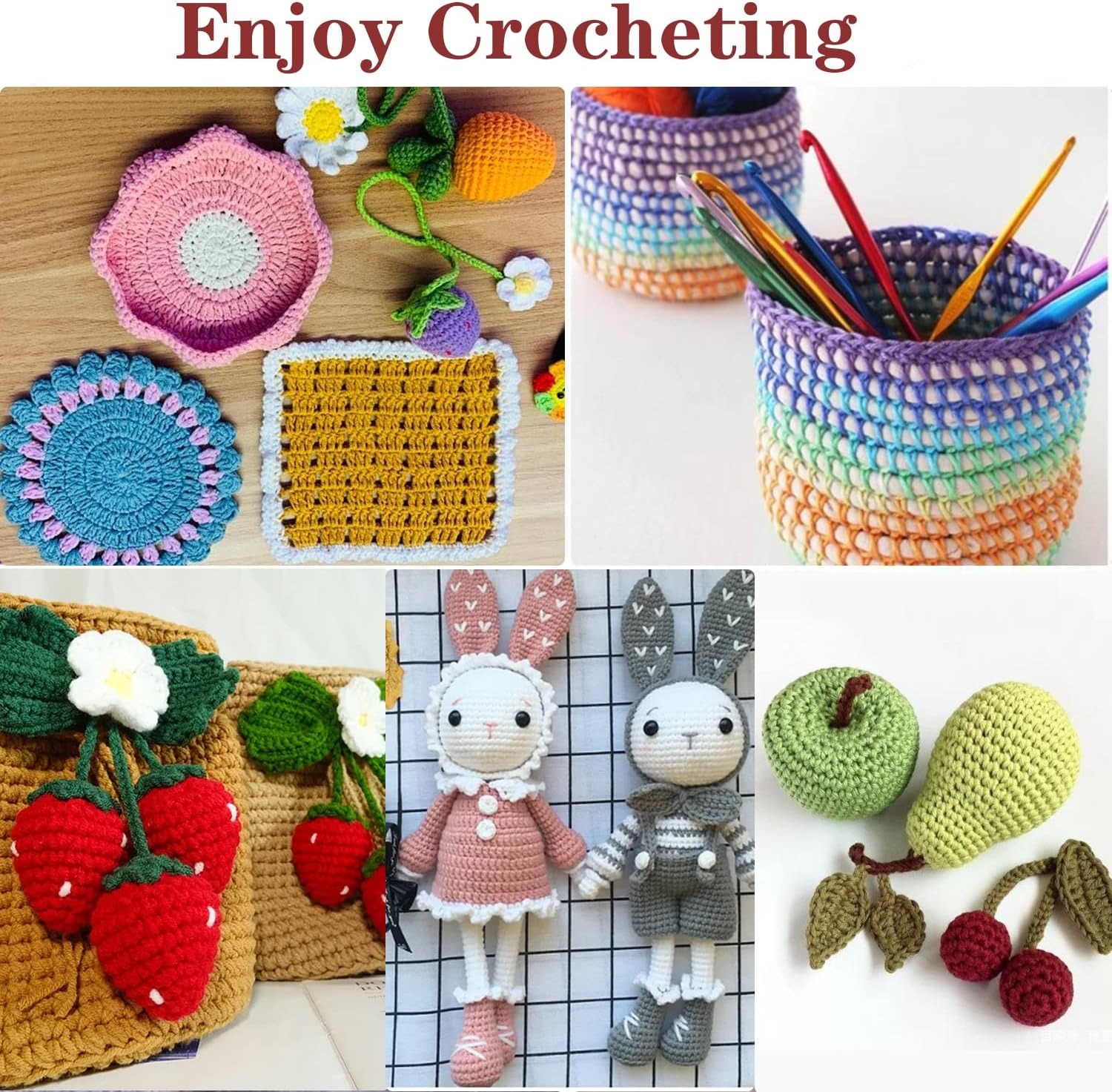 KOVEEN 59 pièces/ensemble ensemble de tricot au Crochet Portable bricolage débutant Kit de Crochet avec sac de rangement matériel Pack et outils de rangement