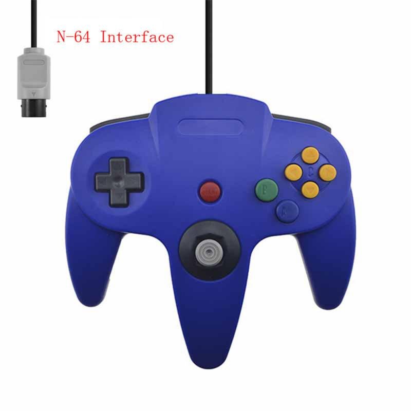 Mando de consola N64, mando largo con cable para 64 juegos clásicos, PC, interruptor de asa: 03 Blue